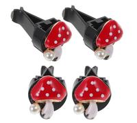 MAGICLULU 4 Piezas Clip Ambientador Coche Decoración Interior Aromática Forma Seta Rojo Duradero Zinc Aleación Plástico Fácil Instalación