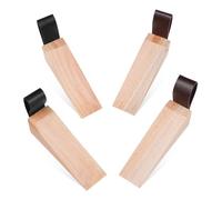 MAGICLULU 4 Piezas Cuñas de Madera para Puertas Pesadas Antideslizantes de Negro y Marrón Tope Elevado para Protección y Seguridad el Hogar