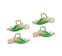 MAGICLULU 4 Piezas gran horquilla pasador de pelo de metal pinzas de garra para el cabello hair clips horquillas moño accesorios pelo mujer tulipanes clips de garra de metal gracia tulipán