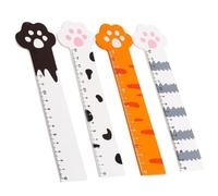 MAGICLULU 4 Piezas Regla de Madera Portátil con Diseño de Pata de Gato de Regla Creativa para Estudiantes y Herramienta de Medición Práctica para Escuela y Oficina