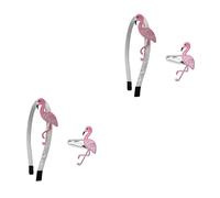 MAGICLULU 4 Piezas tocado de flamenco hair clips horquillas moño pasador de pelo tiara para niñas conjunto niña diadema de flamenco nacarado sombrerería plato combinado colocar venda rosa