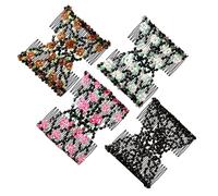 MAGICLULU 4 Pinzas Dobles Cabello Peinetas Decorativas y Cuentas de Resina, Accesorio Elástico Cómodo para Mujeres, Diseño Chic y Paquete de 4 Piezas para Uso Diario Estilo Varios estilos