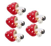 MAGICLULU 5 Piezas Adornos de Hongos para Ventilación de Coche de Clips Decorativos Diy para Accesorios de Interior Automotriz Color Rojo Material de Aleación Perlas Imitación