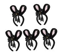 MAGICLULU 5 Piezas diadema con orejas de conejo lazo para el cabello con lazo diadema con orejas de leopardo hair topper complementos disfraz pasadores de pelo trajes de niña broche de pelo