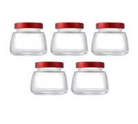 MAGICLULU 5 Piezas Frasco de Vidrio Sellado 150ml Tapa y Boca Ancha Rojo | Vidrio Transparente, Control de Porciones y Cierre Firme, para Cocina Familiar y Despensa Organizada