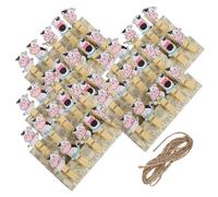 MAGICLULU 5paquetes Carpeta De Fotos De Madera Clips Decorativos para Fotos De Vaca Pinzas para Notas con Cuerdas para Decoración De Hogar y Oficina por Paquete Total
