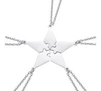 MAGICLULU 5piezas Collar de Amistad y Familia con Colgante Puzzle Estrella de Cinco Puntos Acero Inoxidable Juego para Mejores Amigas y Regalos Creativos