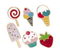 MAGICLULU 6 Broches de Aleación Diseño de Piruleta y Mini Helado, Adorables y Ligeros, Fáciles de Combinar para Uso Diario y Fiestas, Estilo Verano para Niñas y Mujeres