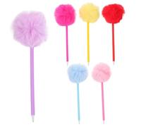 MAGICLULU 6 piezas Bolígrafos con Pompón Mullido de Colores de Escritura Cómoda y Divertida para Niñas Estudiantes y Oficina Papelería Creativa para Escuela y Fiestas