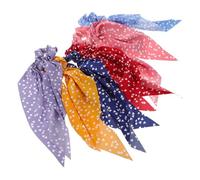 MAGICLULU 6 Piezas de Coleteros con Lazo de Tela en Colores Amarillo, Vino, Azul Claro, Morado Claro, Rosa y Azul Marino Cintas Elásticas Decorativas Cabello de Mujer y Niña,