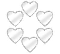 MAGICLULU 6 piezas Estuche de Teléfono con Espejo Adhesivo Forma de Corazón con Marco de Pedrería para Maquillaje Portátil Accesorio Compacto y Brillante para Niñas y Viajes