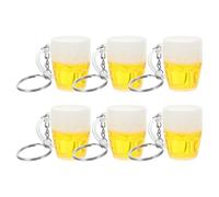 MAGICLULU 6 Piezas Llavero Amigable Piel Amarillo Dije de Jarra de Cerveza de Pvc, Diseño Adorable Adecuado para Llaves de Coche o Proyectos de Joyería