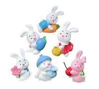 MAGICLULU 6 Piezas Unidades Figuras Miniatura Conejito Decoración de Pascua para Tartas Ornamento Artesanal Resina para Hogar Oficina Coche