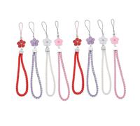 MAGICLULU 8 piezas Correa Muñeca Móvil Piel Trenzada Decorativa con Flor de Ciruelo y Brillo Pulsera Móvil Antideslizante para Teléfono Accesorios para Mujeres Colores Surtidos