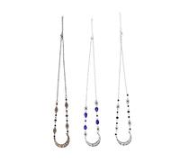 MAGICLULU 9piezas Diadema Retro Cadena De Aleación y Cristales Artificiales Incrustados Accesorio De Diseño De Luna Antiguo Antiguo Plata Negro Azul