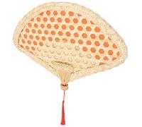 MAGICLULU Abanico Manual de Paja de Trigo, Ventilador de Mano Redondo, Color Caqui, Estilo Chino, Verano, Decoración del Hogar y Fotografía