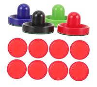 MAGICLULU Accesorios De Hockey sobre Hielo De Mesa para Niños, Empujadores Grandes 96mm De Plástico, Colores Variados Azul, Verde, Rojo y Negro, 8 Discos Rojos 4 Paños De Felpa para Juegos Domésticos