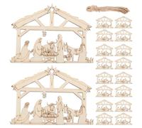 MAGICLULU Adornos Colgantes de Madera sin Terminar 50 Piezas para Decoración Navideña del Belén Adornos Religiosos Católicos para Árbol de Navidad Manualidades DIY con Textura Natural