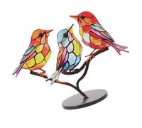 MAGICLULU Adornos de Figura de pájaro decoración Adorno de bandada de pájaros con Base Figuras de pájaros de simulación Artificial pisapapeles de Vidrio Adornos de Escritorio Metal