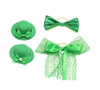 MAGICLULU Adornos para Botellas de Vino Día de San Pablo 4 Piezas Mini Sombreros Decorativos Verdes Lazos y Moños 8×8×2,8 Cm y 14×15 Cm para Fiesta y Manualidades