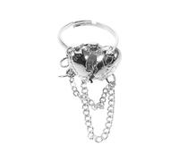 MAGICLULU Anillo Abierto Ajustable de Corazón Roto, Anillo de Cadena en Cobre Color Plata, Joyería para Mujer y Chica Adolescente, Uso Diario y Reuniones