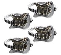 MAGICLULU Anillos de Guitarra para Hombres Estilo Punk Ajustables de Aleación de Zinc Cómodos para Dedo Diseño de Moda en Plata Paquete de 4 Piezas