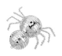 MAGICLULU Arañas Decorativas para Halloween al Aire Libre: Bola de Discoteca con Forma de araña de Espejo y pies de Purpurina - Accesorio para Fiesta temática de casa embrujada