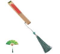 MAGICLULU Bamboo Watermelon Folding Handheld Fan Lightweight Portable Fruit Design For Festivals Travel Dance Parties With Tassel