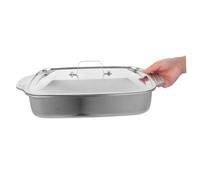 MAGICLULU Bandeja para Asar Pescado Acero Inoxidable con Tapa Rectangular Profunda para Horno Multifunción Inducción Gas Eléctrica