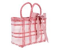 MAGICLULU Bolsa de Playa Tejida para Mujer Rosa, Gran Capacidad, Material Pe y Poliéster, Diseño Portátil y Resistente, Adecuado para Viajes y Días de Verano