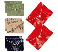 MAGICLULU Bolsa Pequeña para Joyas Bordada a Mano de Tela Vintage Mini Monedero Organizador para Collares y Anillos 8 Piezas Rojo Dorado Azul y Verde Neceser Portátil para Viaje y Uso