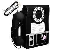 MAGICLULU Bolso Bandolera para Mujer Forma de Teléfono, Material Pu Negro, Tamaño Compacto, Bolsito Móvil Mujer Funcional para Uso Diario y Compras, Bolsa para Teléfono Amplio Espacio