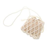 MAGICLULU Bolso de Vacaciones Bolso Retro de Perla, Tipo Cubo, Blanco, de Poliéster y Plástico, Ligero y Espacioso, Gran Capacidad, para Vacaciones y Eventos Junto al Mar, para Mujer y Dama