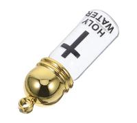 MAGICLULU Botella de Vidrio para Agua Santa Tapa Acrílica Dorada y Diseño de Cruz, Recipiente Decorativo Cristiano para Bautismos y Ceremonias Religiosas, Tamaño Mediano (28x11 Mm)