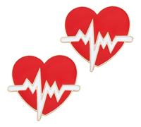 MAGICLULU Broche de Solapa para Ropa 2 Piezas Diseño Electrocardiograma en Forma de Corazón, Broches Creativos de Aleación Roja para Enfermeros, Médicos y Estudiantes de Medicina, Accesorio