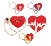 MAGICLULU Broches de Aleación de Zinc para Enfermeras y Médicos, 5 Piezas Insignias Decorativas de Estetoscopio, Accesorios para Auxiliar de Enfermería, Obsequio para Personal Sanitario