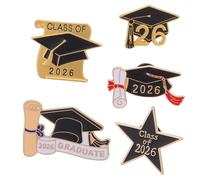MAGICLULU Broches de Esmalte de Graduación 2026, Set de 5 Insignias Conmemorativas para Ropa y Bolsos, Pins de Solapa de Aleación de Zinc, Regalos para Maestros y Temporada Escolar
