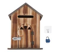 MAGICLULU Buzón de Pared Vintage con Cerradura de Madera en Forma de Casa para Oficina y Puerta Exterior, Diseño Creativo y Aprovechamiento del Espacio