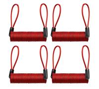 MAGICLULU Cable Recordatorio de Bloqueo de Disco para Bicicleta 4 Piezas, Cable de Acero Recubrimiento PVC Transparente Rojo 1,5 M, Accesorio Antirrobo para Ciclismo y Seguridad al Aire