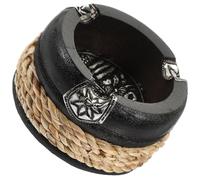 MAGICLULU Cenicero Decorativo de Madera Resistente Color Negro, Tamaño Pequeño para Mesa, Adecuado para Uso en Exteriores E Interiores como Bares y Oficinas