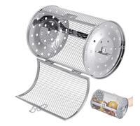 MAGICLULU Cesta Giratoria de Asar para Freidora de Aire Rotación Acero Inoxidable Puerta Móvil Fácil Limpieza Compatible con Hornos y Rotisseries Color Gris Plata