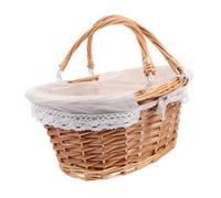 MAGICLULU Cesta Tejida Accesorio para Picnic Almacenamiento De Frutas Almacenamiento En El Hogar Organizador De Pan Organizador De Cestas De Frutas Decorativo Natural Versátil