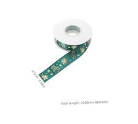 MAGICLULU Cinta Navideña de Poliéster Lujoso con Diseño de Muñeco de Verde Oscuro para Envolver Regalos Decoración de Pasteles y Arreglos de Metros para Manualidades Festivas