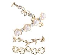 MAGICLULU Clips Metálicos para Zapatillas Deportivas y Casuales, 4 Piezas Diseño de Perla, Hoja y Doble Lazo, Ideales para Adornar Zapatos de Mujer Joven