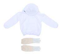 MAGICLULU Conjunto de Suministros de Apicultura Guantes Resistentes y Traje Blanco de Tela Sombrero Protector para Trabajo Apícola Seguro