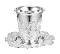 MAGICLULU Copa Kiddush Delicada con Platillo, 1 Juego, Aleación de Zinc, Color Plata, para Shabat y Havdalah, Símbolo de Tradición Judía, Obsequio Religioso
