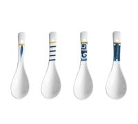 MAGICLULU Cucharas de Sopa Japonesas Multiusos de Cerámica Antideslizantes Juego de 4 Diseño Simple para Uso Hogar y Cocina