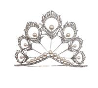 MAGICLULU Diadema de Cristal Perlas para Novia, Accesorio de Aleación Ligero y Elegante para Celebración y Boda