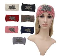MAGICLULU Diadema De Lana Tejida Mano Para Mujer y Niñas Banda De Pelo Cálida y Confortable Tocado Floral Simple Beige