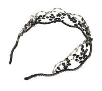 MAGICLULU Diadema Pelo Cuentas y Cristales Negros, Aro de Cabeza Gemas de Imitación, Accesorio Brillante para Boda y Fiestas, Tocado Elegante para Mujer, Complemento para Eventos Obsequios